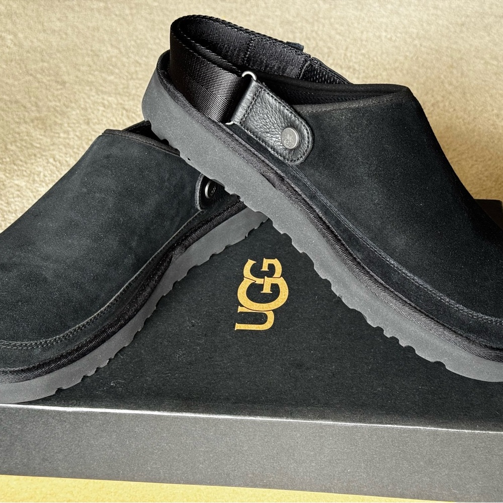 UGG Men's Black Suede Slip-On Clogs